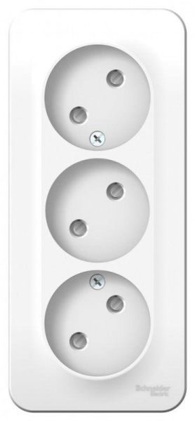 Розетка 3-м ОП Blanca 16А IP20 250В без заземл. защ. шторки с изолир. пластиной бел. SE BLNRA001311 ТехноИмпульс