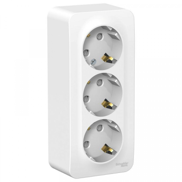 Розетка 3-м ОП Blanca 16А IP20 250В с заземл. защ. шторки с изолир. пластиной бел. SE BLNRA011311 ТехноИмпульс