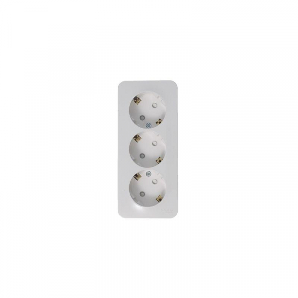 Розетка 3-м ОП Blanca 16А IP20 250В с заземл. защ. шторки с изолир. пластиной бел. SE BLNRA011311 ТехноИмпульс