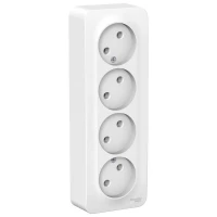 Розетка 4-м ОП Blanca 16А IP20 250В без заземл. без защ. шторок с изолир. пластиной бел. SE BLNRA000411 ТехноИмпульс