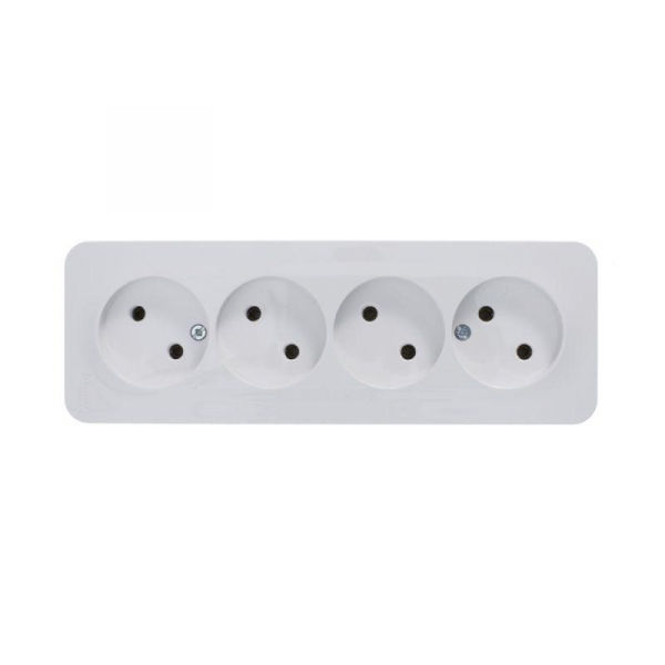 Розетка 4-м ОП Blanca 16А IP20 250В без заземл. без защ. шторок с изолир. пластиной бел. SE BLNRA000411 ТехноИмпульс