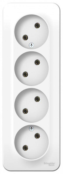 Розетка 4-м ОП Blanca 16А IP20 250В без заземл. без защ. шторок с изолир. пластиной бел. SE BLNRA000411 ТехноИмпульс