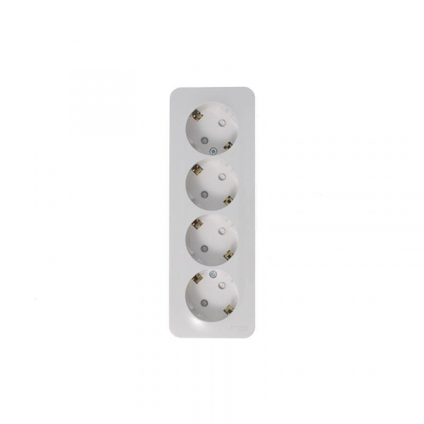 Розетка 4-м ОП Blanca 16А IP20 250В с заземл. защ. шторки с изолир. пластиной бел. SE BLNRA011411 ТехноИмпульс