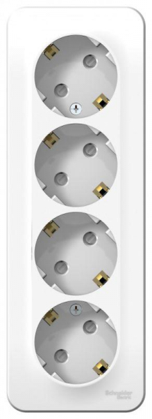 Розетка 4-м ОП Blanca 16А IP20 250В с заземл. защ. шторки с изолир. пластиной бел. SE BLNRA011411 ТехноИмпульс