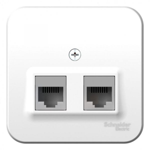 Розетка компьютерная 2-м ОП Blanca RJ45 кат.5E с изолир. пластиной бел. SE BLNIA045451 ТехноИмпульс