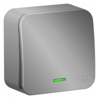 Выключатель 1-кл. ОП Blanca 10А IP20 (сх. 1) 250В с подсветкой с изолир. пластиной алюм. SE BLNVA101113 ТехноИмпульс