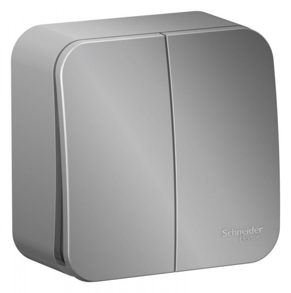 Выключатель 2-кл. ОП Blanca 10А IP20 (сх. 5) 250В с изолир. пластиной алюм. SE BLNVA105013 ТехноИмпульс