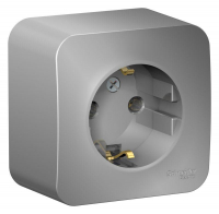 Розетка 1-м ОП Blanca 16А IP20 250В с заземл. без защ. шторок с изолир. пластиной алюм. SE BLNRA010113 ТехноИмпульс