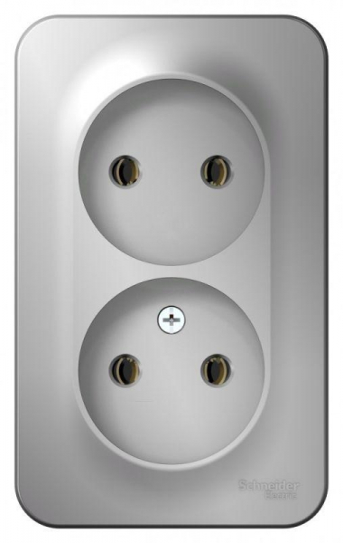 Розетка 2-м ОП Blanca 16А IP20 250В без заземл. без защ. шторок с изолир. пластиной алюм. SE BLNRA000213 ТехноИмпульс