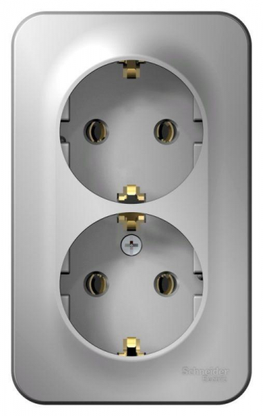 Розетка 2-м ОП Blanca 16А IP20 250В с заземл. без защ. шторок с изолир. пластиной алюм. SE BLNRA010213 ТехноИмпульс