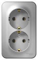 Розетка 2-м ОП Blanca 16А IP20 250В с заземл. без защ. шторок с изолир. пластиной алюм. SE BLNRA010213 ТехноИмпульс