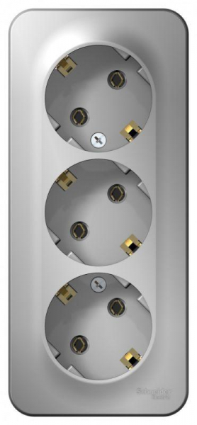 Розетка 3-м ОП Blanca 16А IP20 250В с заземл. без защ. шторок с изолир. пластиной алюм. SE BLNRA010313 ТехноИмпульс