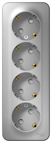 Розетка 4-м ОП Blanca 16А IP20 250В с заземл. защ. шторки с изолир. пластиной алюм. SE BLNRA011413 ТехноИмпульс