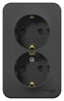 Розетка 2-м ОП Blanca 16А IP20 250В с заземл. защ. шторки антрацит SE BLNRA011206 ТехноИмпульс