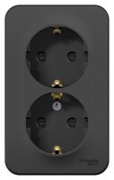 Розетка 2-м ОП Blanca 16А IP20 250В с заземл. защ. шторки антрацит SE BLNRA011206 ТехноИмпульс