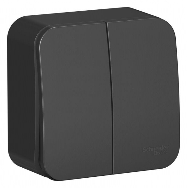 Выключатель 2-кл. ОП Blanca 10А IP20 (сх. 5) 250В с изолир. пластиной антрацит SE BLNVA105016 ТехноИмпульс