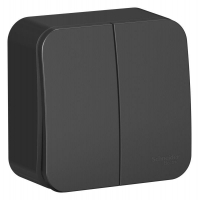 Выключатель 2-кл. ОП Blanca 10А IP20 (сх. 5) 250В с изолир. пластиной антрацит SE BLNVA105016 ТехноИмпульс