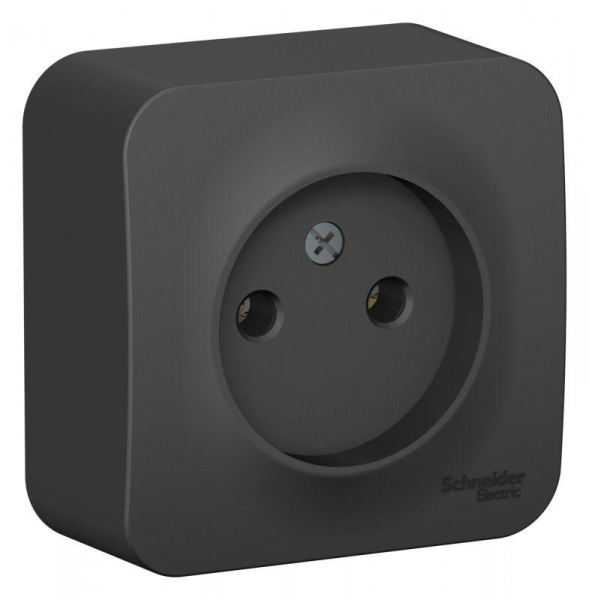 Розетка 1-м ОП Blanca 16А IP20 250В без заземл. без защ. шторок с изолир. пластиной антрацит SE BLNRA000116 ТехноИмпульс