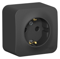 Розетка 1-м ОП Blanca 16А IP20 250В с заземл. защ. шторки с изолир. пластиной антрацит SE BLNRA011116 ТехноИмпульс