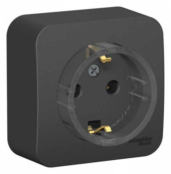Розетка 1-м ОП Blanca 16А IP20 250В с заземл. без защ. шторок с изолир. пластиной (компакт) антрацит SE BLNRA110116 ТехноИмпульс