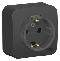 Розетка 1-м ОП Blanca 16А IP20 250В с заземл. без защ. шторок с изолир. пластиной (компакт) антрацит SE BLNRA110116 ТехноИмпульс