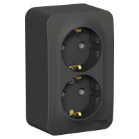 Розетка 2-м ОП Blanca 16А IP20 250В с заземл. без защ. шторок с изолир. пластиной антрацит SE BLNRA010216 ТехноИмпульс