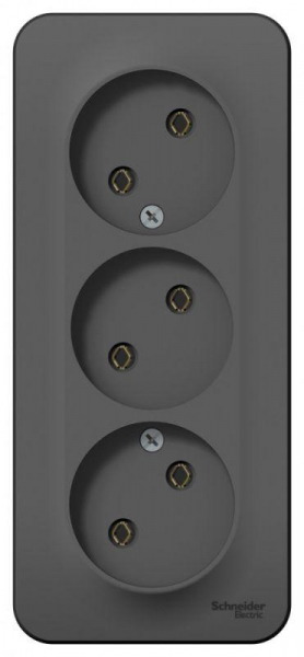 Розетка 3-м ОП Blanca 16А IP20 250В без заземл. без защ. шторок с изолир. пластиной антрацит SE BLNRA000316 ТехноИмпульс