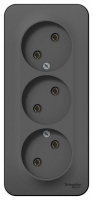 Розетка 3-м ОП Blanca 16А IP20 250В без заземл. без защ. шторок с изолир. пластиной антрацит SE BLNRA000316 ТехноИмпульс