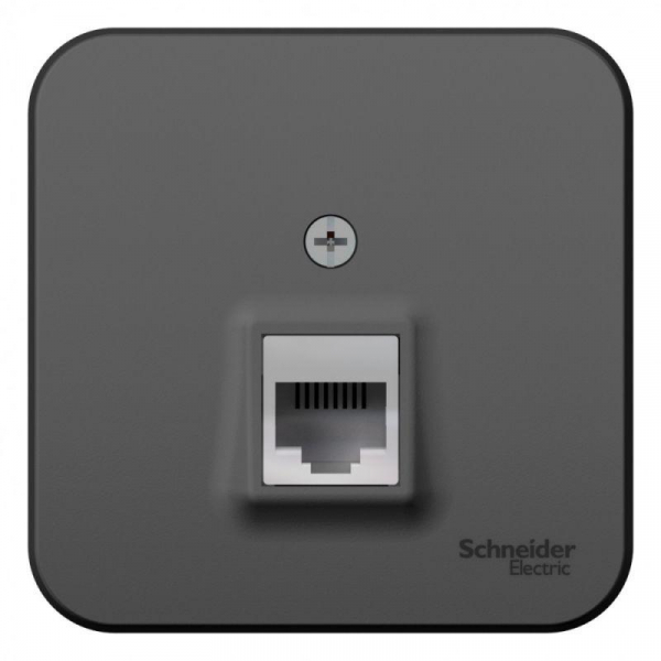 Розетка компьютерная 1-м ОП Blanca RJ45 кат.5E с изолир. пластиной антрацит SE BLNIA045006 ТехноИмпульс