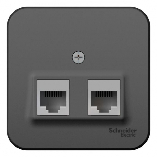 Розетка компьютерная 2-м ОП Blanca RJ45 кат.5E с изолир. пластиной антрацит SE BLNIA045456 ТехноИмпульс