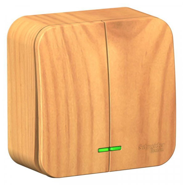 Выключатель 2-кл. ОП Blanca 10А IP20 (сх. 5) 250В с подсветкой с изолир. пластиной ясень SE BLNVA105115 ТехноИмпульс