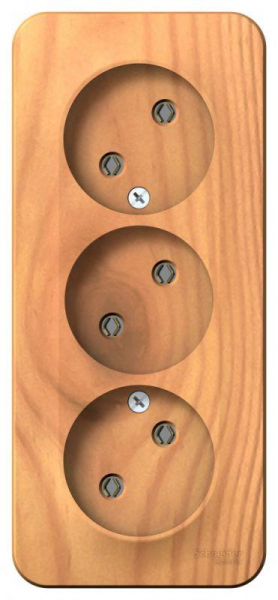 Розетка 3-м ОП Blanca 16А IP20 250В без заземл. без защ. шторок с изолир. пластиной ясень SE BLNRA000315 ТехноИмпульс