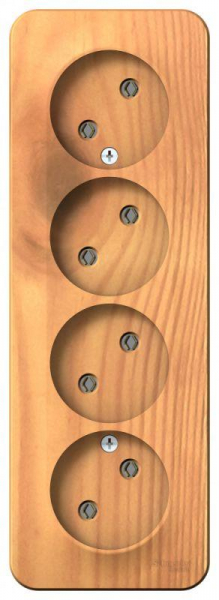 Розетка 4-м ОП Blanca 16А IP20 250В без заземл. без защ. шторок с изолир. пластиной ясень SE BLNRA000415 ТехноИмпульс