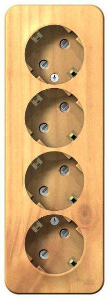 Розетка 4-м ОП Blanca 16А IP20 250В с заземл. защ. шторки с изолир. пластиной ясень SE BLNRA011415 ТехноИмпульс