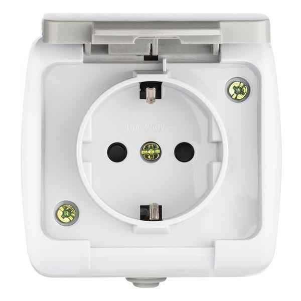 Розетка 1-м ОП Мурманск 16А IP54 с заземл. защ. шторки с крышкой сер. EKF EFR16-029-30-54 ТехноИмпульс