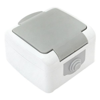 Розетка 1-м ОП Мурманск 16А IP54 с заземл. защ. шторки с крышкой сер. EKF EFR16-029-30-54 ТехноИмпульс