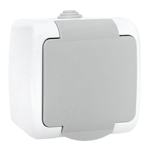 Розетка 1-м ОП Мурманск 16А IP54 с заземл. защ. шторки с крышкой сер. EKF EFR16-029-30-54 ТехноИмпульс