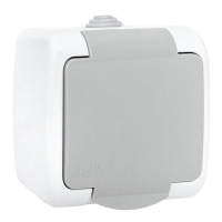 Розетка 1-м ОП Мурманск 16А IP54 с заземл. защ. шторки с крышкой сер. EKF EFR16-029-30-54 ТехноИмпульс