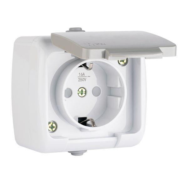 Розетка 1-м ОП Мурманск 16А IP54 с заземл. защ. шторки с крышкой сер. EKF EFR16-029-30-54 ТехноИмпульс