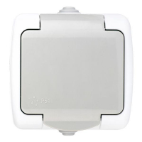 Розетка 1-м ОП Мурманск 16А IP54 с заземл. защ. шторки с крышкой сер. EKF EFR16-029-30-54 ТехноИмпульс