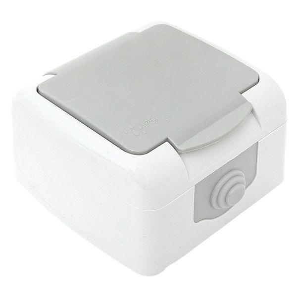 Розетка 1-м ОП Мурманск 16А IP54 с заземл. защ. шторки с крышкой сер. EKF EFR16-029-30-54 ТехноИмпульс