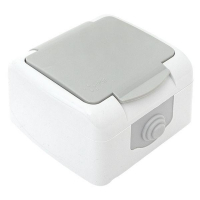 Розетка 1-м ОП Мурманск 16А IP54 с заземл. защ. шторки с крышкой сер. EKF EFR16-029-30-54 ТехноИмпульс