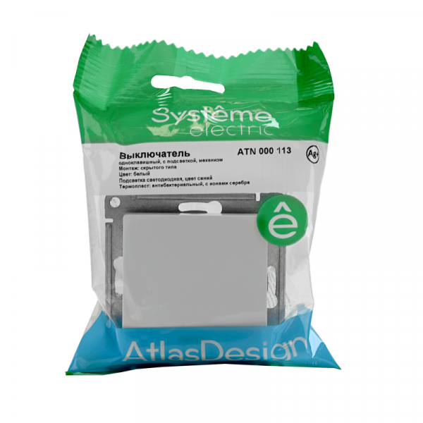 Выключатель 1-кл. СП AtlasDesign 10А IP20 (сх. 1а) 10AX с подсветкой механизм бел. SE ATN000113 ТехноИмпульс