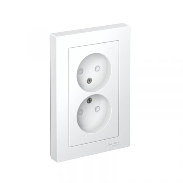 Розетка 2-м СП AtlasDesign 16А IP20 без заземл. защ. шторки в сборе бел. SE ATN000122 ТехноИмпульс
