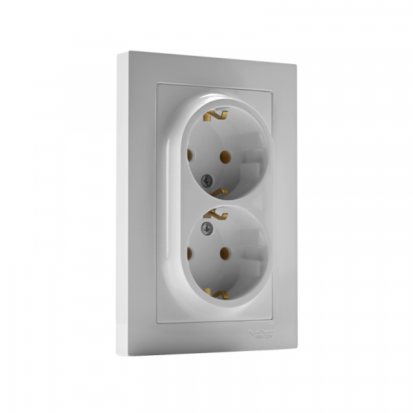 Розетка 2-м СП AtlasDesign 16А IP20 с заземл. в сборе бел. SE ATN000124 ТехноИмпульс
