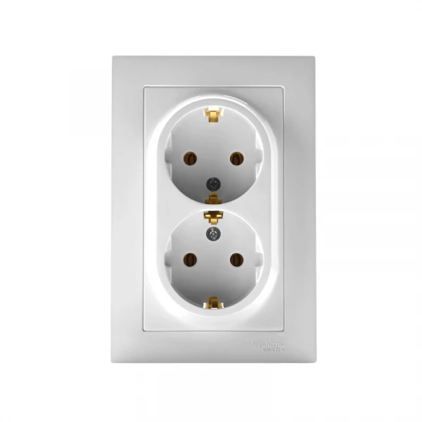 Розетка 2-м СП AtlasDesign 16А IP20 с заземл. в сборе бел. SE ATN000124 ТехноИмпульс