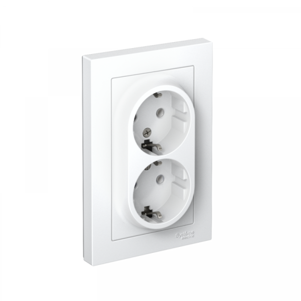 Розетка 2-м СП AtlasDesign 16А IP20 с заземл. в сборе бел. SE ATN000124 ТехноИмпульс