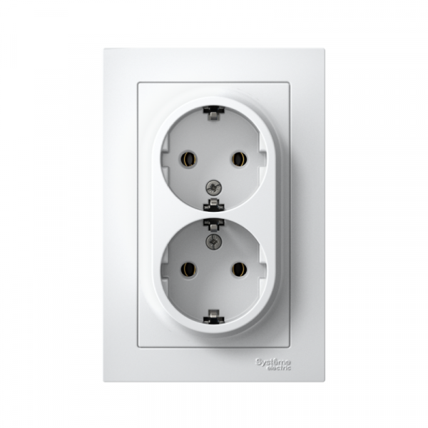 Розетка 2-м СП AtlasDesign 16А IP20 с заземл. в сборе бел. SE ATN000124 ТехноИмпульс