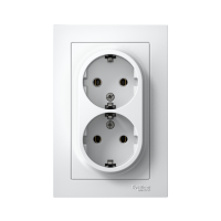 Розетка 2-м СП AtlasDesign 16А IP20 с заземл. в сборе бел. SE ATN000124 ТехноИмпульс
