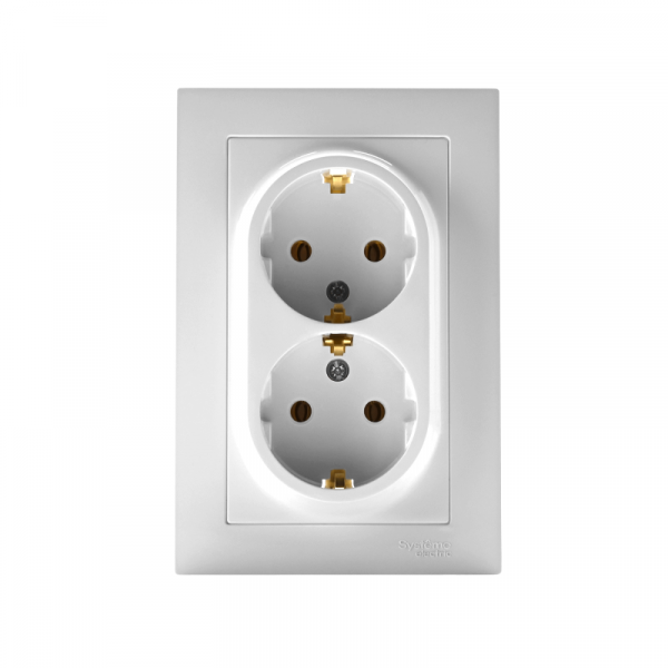Розетка 2-м СП AtlasDesign 16А IP20 с заземл. в сборе бел. SE ATN000124 ТехноИмпульс